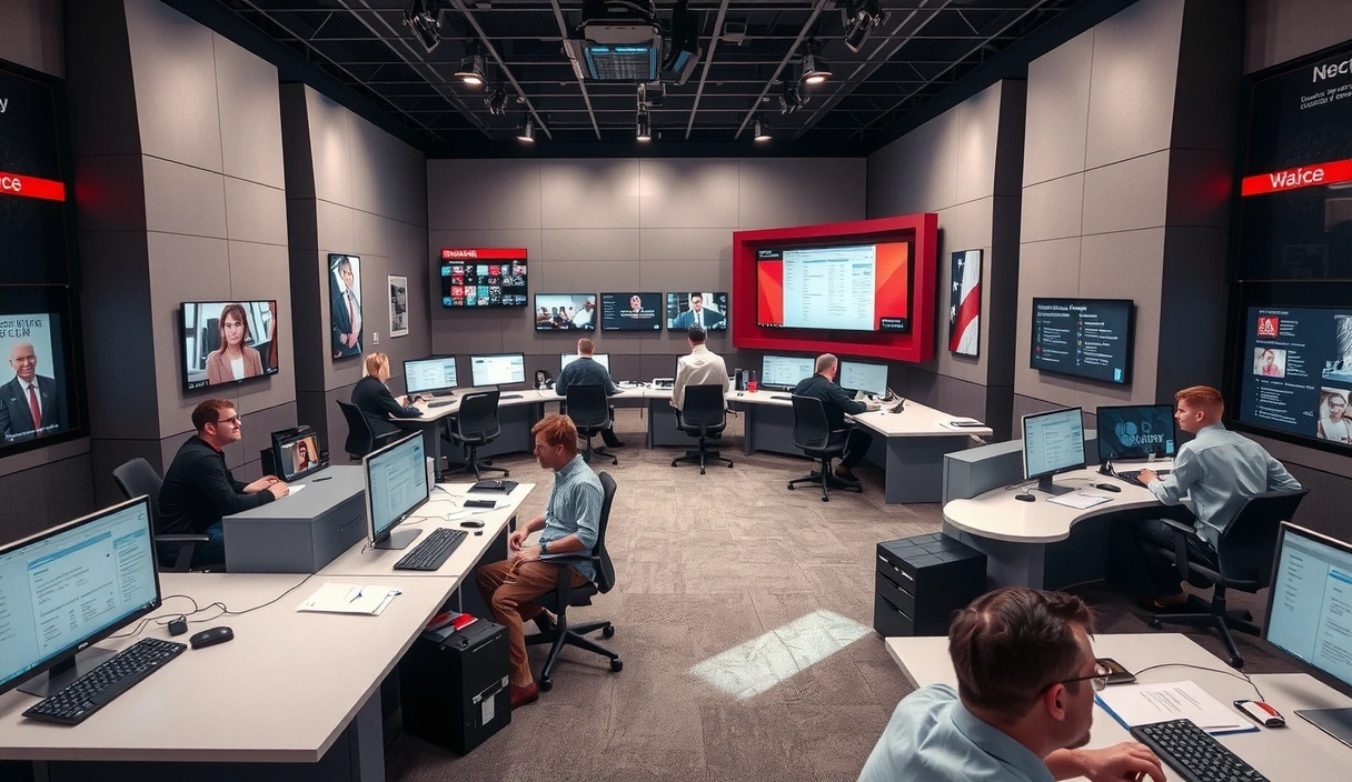 Rappresentazione astratta di una redazione moderna e collaborativa