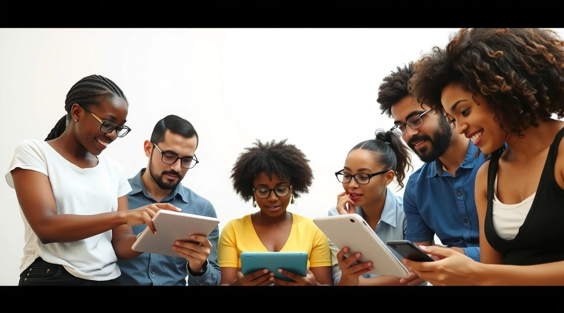 Immagine di persone che leggono notizie su dispositivi digitali